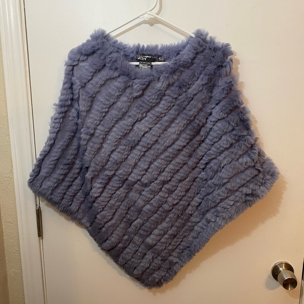 Faux Fur Poncho in Lavender